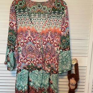 Paisley V Neck Romper Bell Sleeve Size L 14-16